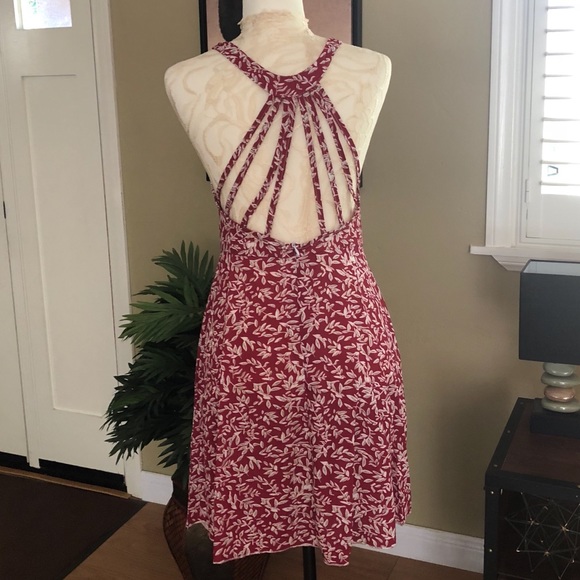 <LAST>Cute Strappy Red Floral Mini Sundress Dress - Picture 4 of 4